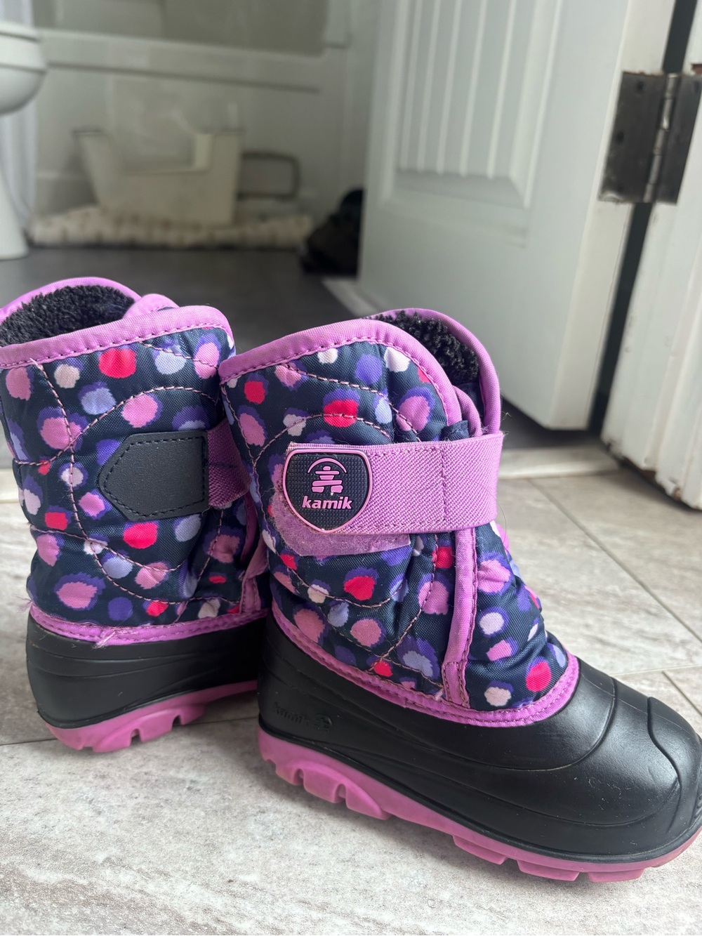 Kamik Girls Purple Pink Dot Snow Boots